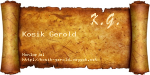 Kosik Gerold névjegykártya